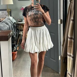 SHEIN White Skater Mini Skirt with Pleated High Low Design